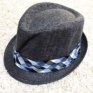 Grey Fedora Hat with Patterned Detail